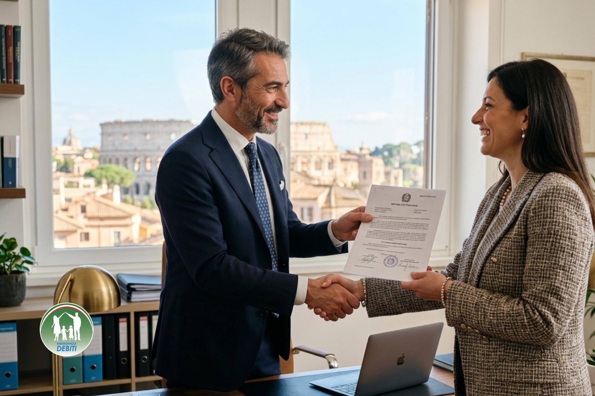 Consulente Italiano Che Consegna Un Accordo A Saldo E Stralcio Definitivo E La Liberatoria Dopo Saldo E Stralcio Con Banca O Finanziaria.